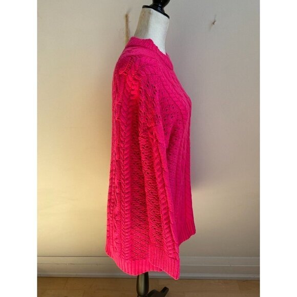 ALICE + Olivia BNWOT Womens "Lennie" Cable Sweater Mini Dress Small Bright Pink - Picture 4 of 8